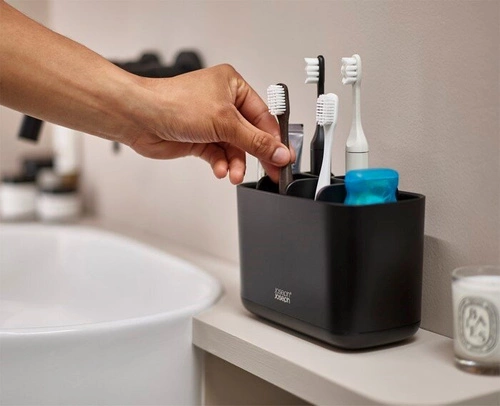 Joseph Joseph EasyStore černý organizér na zubní kartáčky do koupelny, velký, moderní