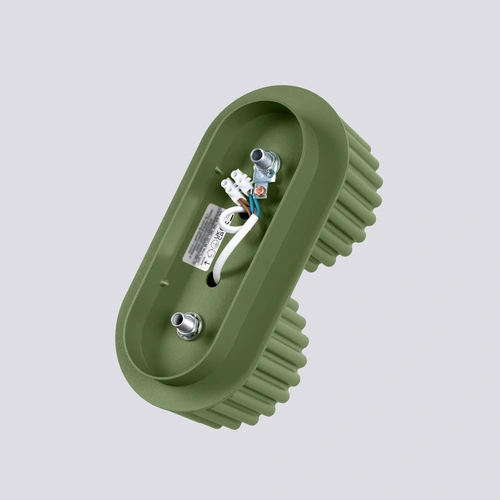 Moderní stropní svítidlo AURA 2 olivově zelené kulaté do obýváku nebo kuchyně hliník