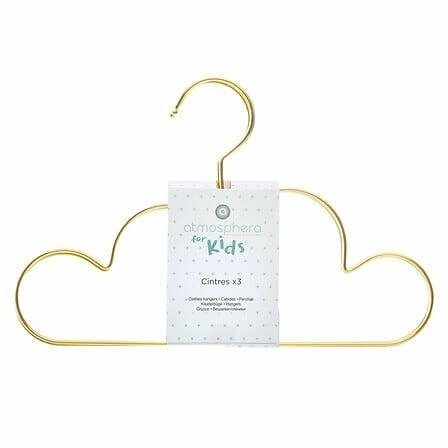 Sada 3 zlatých kovových dětských věšáků Nuage do skříně Atmosphera 30 cm