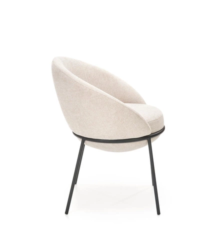 Čalouněná židle Eggy Intesi béžová s područkami na černých nohách do jídelny a obýváku
