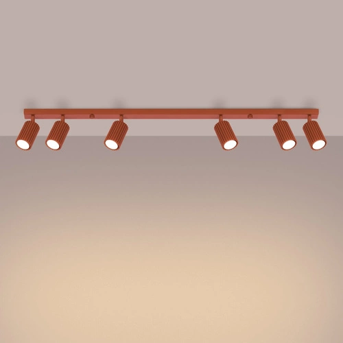 Moderní červené stropní svítidlo Karbon 6L s nastavitelnými rameny do obýváku a ložnice SOLLUX