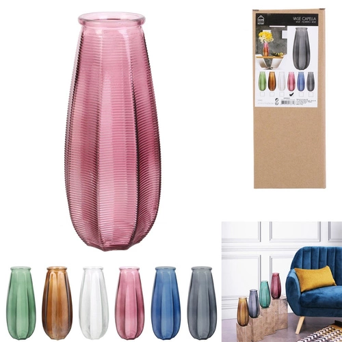 Skleněná váza na květiny Capella moderní transparentní do obýváku 27,8 cm Intesi