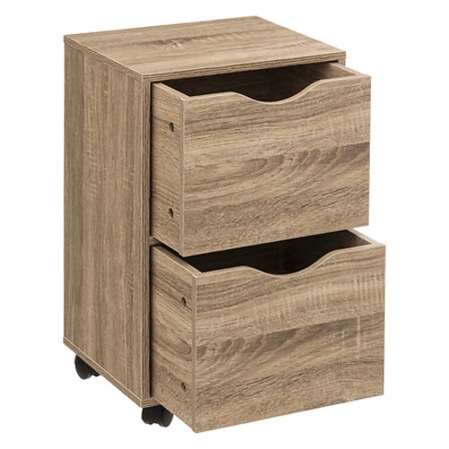 Noční stolek 33 cm se 2 zásuvkami na kolečkách, moderní, přírodní – 5five simply smart