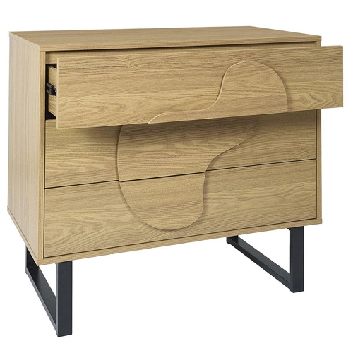 Moderní komoda Calypso se 3 zásuvkami dub artisan a černá do ložnice 120 cm