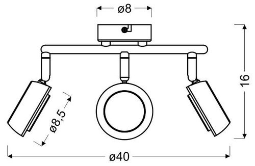 Stropní LED svítidlo Mild šedé nastavitelné 3-bodové do obýváku a ložnice 40 cm