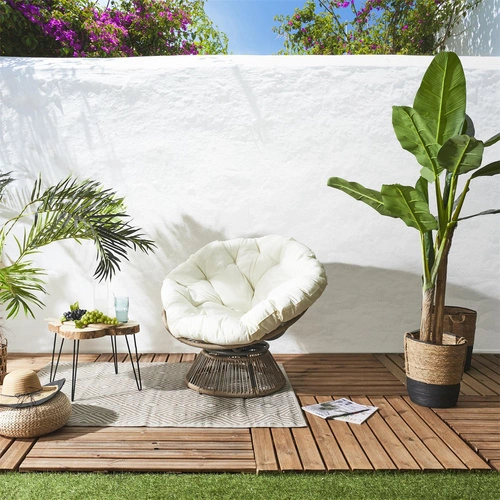 Křeslo Nucan bílé/přírodní otočné