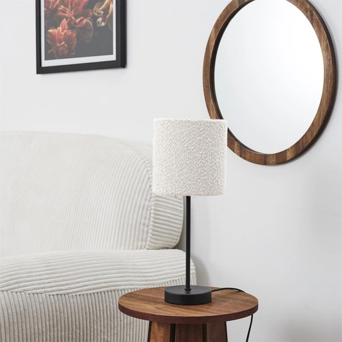 Noční lampička do ložnice Intesi moderní bílá boucle se stínidlem skandinávský styl 38 cm