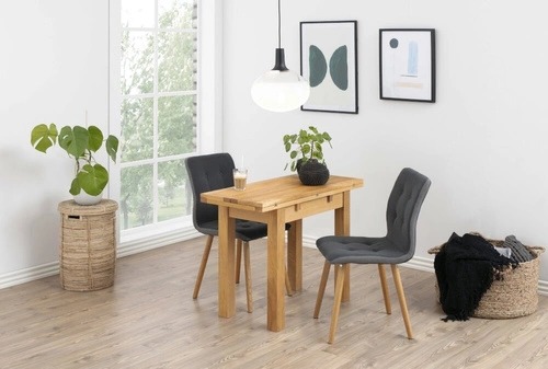 Rozkládací jídelní stůl Kenley dubová dýha přírodní skandinávský styl 100x90 cm