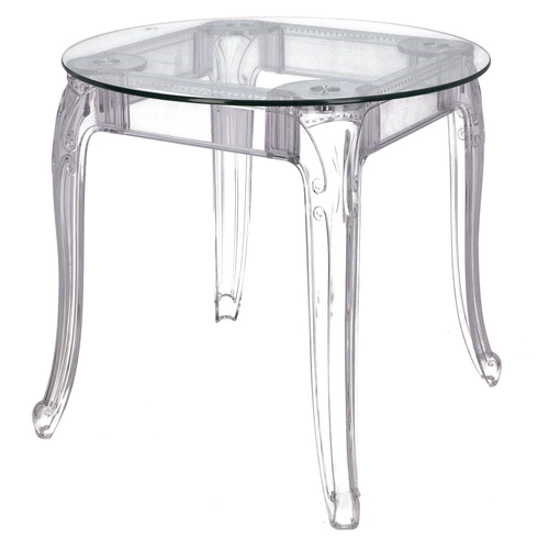 Kulatý skleněný stůl Ghost 80 cm transparentní glamour do jídelny a obývacího pokoje Intesi