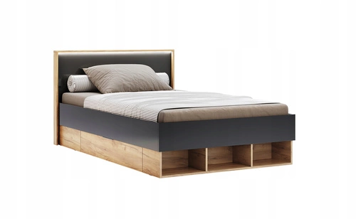 Postel pro teenagery Lana 120x200 se zásuvkami a LED moderní do ložnice šedý dub