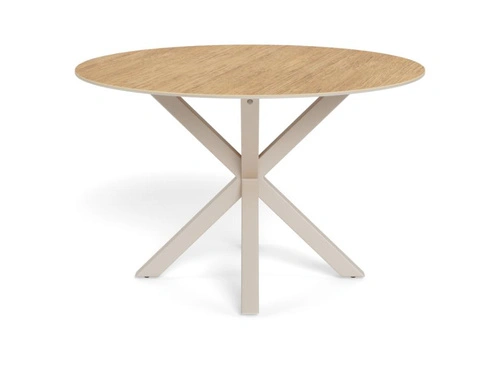 Stůl kulatý Heaven 119 cm do jídelny keramika dub kašmír moderní