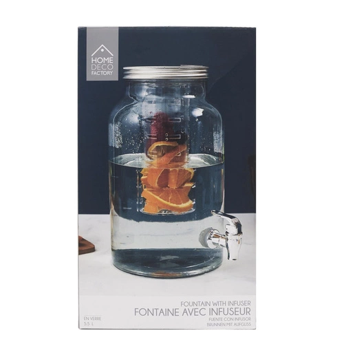 Skleněný zásobník na vodu s filtrem a kohoutkem Intesi 5,5 l moderní na limonádu