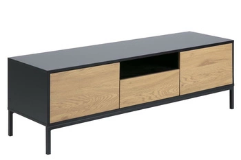 Komoda Seaford 140 cm černá přírodní dub industriální se zásuvkami do obýváku RTV Actona