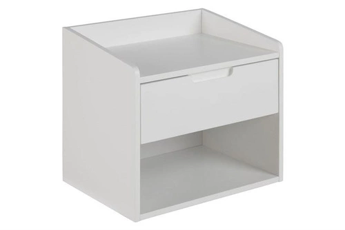 Bílý závěsný noční stolek se zásuvkou 46 cm moderní Actona Dimeo do ložnice