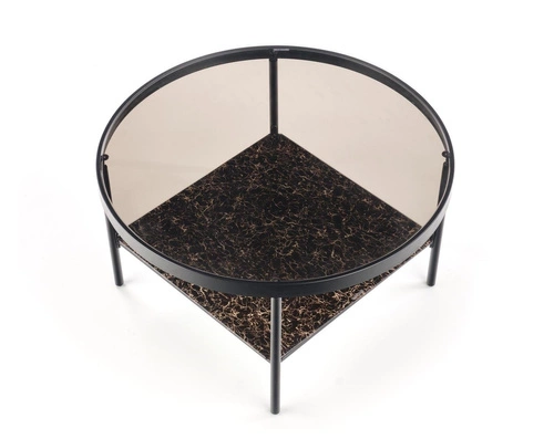 Kulatý konferenční stolek Vivaldi 80 cm kouřové sklo industriální do obýváku Intesi