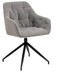 Otočená čalouněná židle Brooke šedá s područkami do jídelny a obýváku moderní
