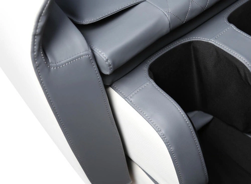 Masážní polohovací křeslo Taya krémová ekokůže s vyhříváním a podnožkou do obýváku