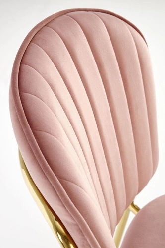 Sametová jídelní židle Rachel růžová na zlatých nohách moderní