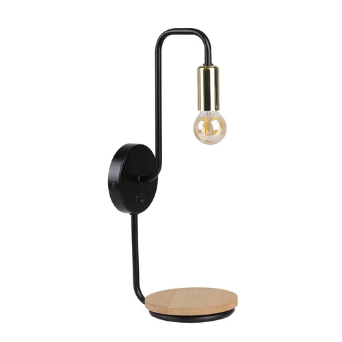 Nástěnné svítidlo Bipi moderní černé s dřevem s vypínačem do obýváku a ložnice