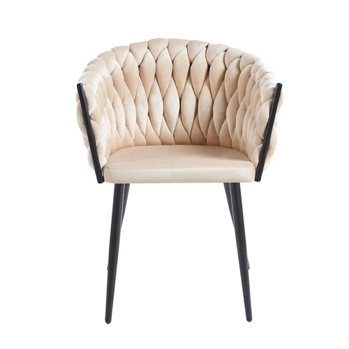 Jídelní židle Malaya Velvet béžová čalouněná sametová s područkami glamour Intesi