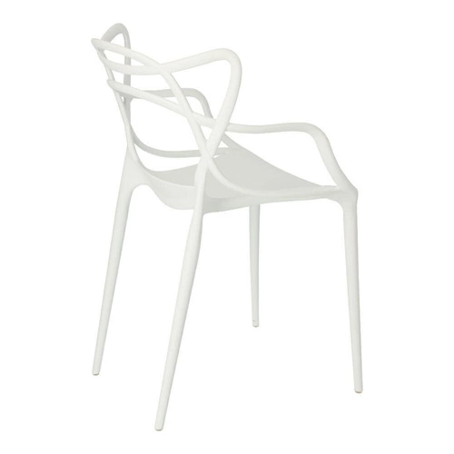 Bílá jídelní židle Lexi inspirovaná Master, moderní stohovatelná s područkami