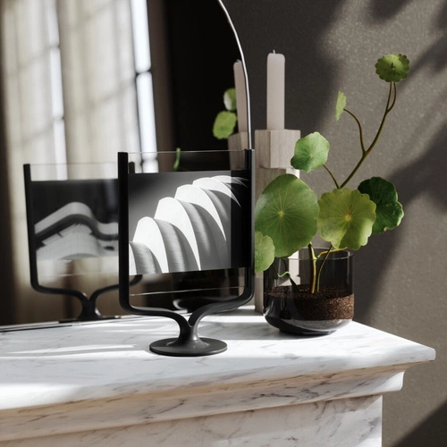 Stojací hliníkový fotorámeček 10x15 Umbra Wishbone černý loftový na stůl