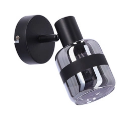 Moderní nástěnné svítidlo Yuki černá matná s kouřovým sklem do obýváku a ložnice Candellux