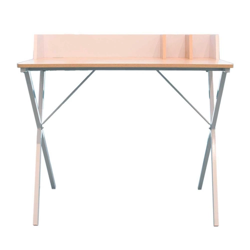 Psací stůl Brico bílý moderní s nástavcem, industriální, kompaktní Intesi 90x50 cm