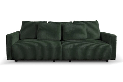 Rozkládací pohovka na spaní Loppie zelená manšestrová do obýváku moderní dvoumístná