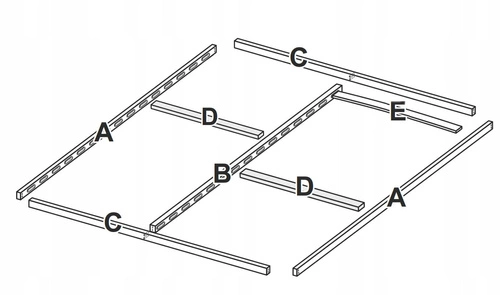 do postele ZÁBRADLÍ 180cm x 200cm 30 kusů latí 5x8 mm