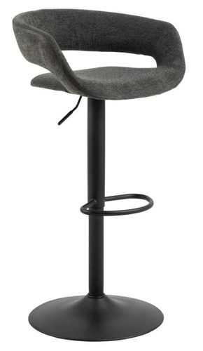 Barová židle Grace tmavě šedý samet s opěrkou a područkami, výškově nastavitelná do kuchyně Actona