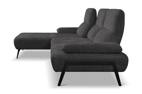 Moderní rohová sedačka do obýváku Rasmus levá antracitová s nastavitelným opěradlem Intesi