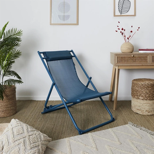 Zahradní lehátko Canard skládací s nastavitelným opěradlem modré moderní na terasu Ventos