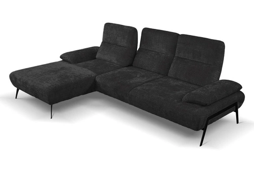 Moderní rohová sedačka do obýváku Rasmus levá antracitová s nastavitelným opěradlem Intesi