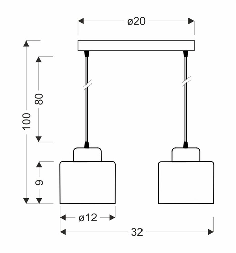 Závěsná lampa Wama černá 2x40W E27 stínidlo černá+stříbrná