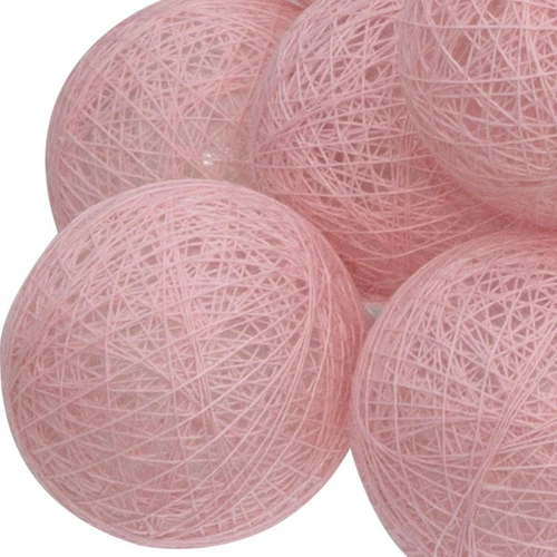 Růžová LED světelná girlanda cotton balls na baterie Atmosphera boho do dětského pokoje 165 cm