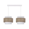 Jutová závěsná lampa bílá 2x40W E27 stínidlo bílá+béžová