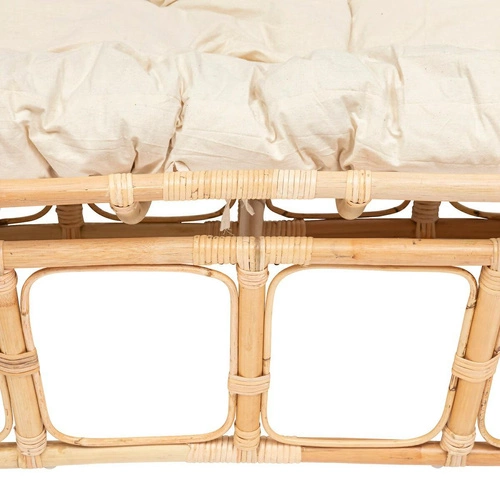 Ratanová pohovka Mamasan boho pro dva do obýváku nebo na zahradu s pohodlným polštářem natural