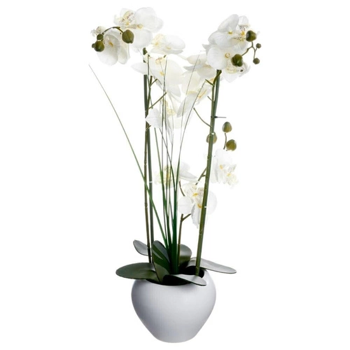 Umělá orchidej Atmosphera v bílé květináči 53 cm moderní květina do obýváku