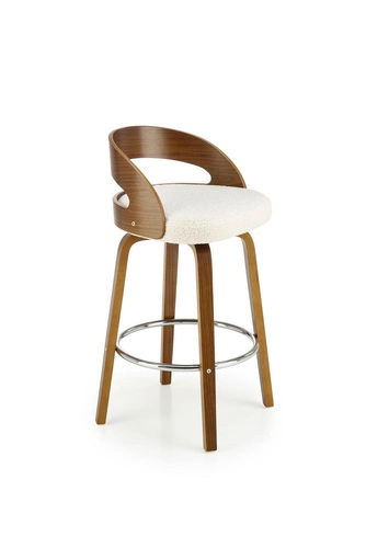 Hoker Ruby čalouněný krémový s opěrkou a područkami do kuchyně industriální ořech 66 cm