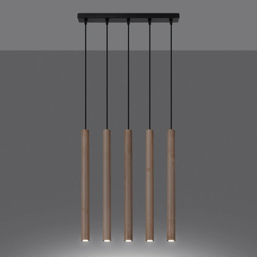 Závěsné svítidlo Pastelo 5L moderní dřevěné do obýváku a jídelny v přírodní barvě