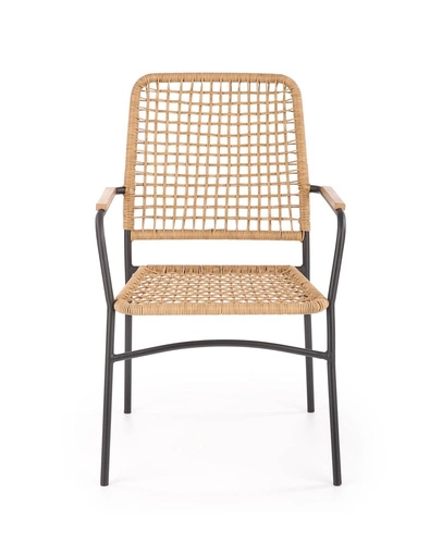 Ratanová židle Gordi boho s područkami do jídelny a obýváku na kovových nohách