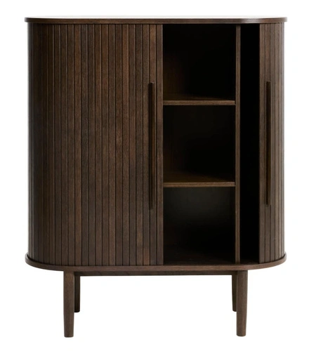 Vysoká komoda Meta 100 cm moderní rýhovaná dub do obývacího pokoje