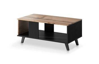 Obdélníkový konferenční stolek Adre dub wotan černý s policí moderní loft do obýváku 92x50 cm