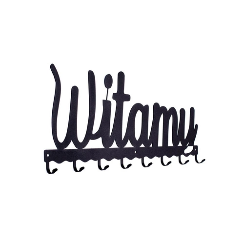 Nástěnný věšák do předsíně Intesi Witamy černý moderní kovový 8 háčků