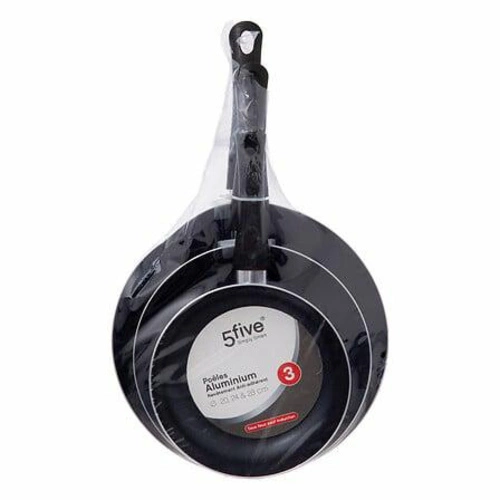 Sada 3 černých hliníkových pánví