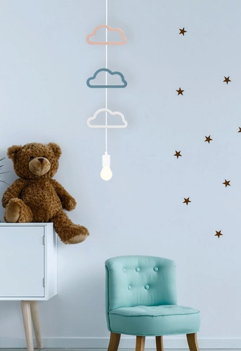 Jednoduchá ccc 1x20W E27 iq dětská závěsná lampa bílá+modrá+růžová