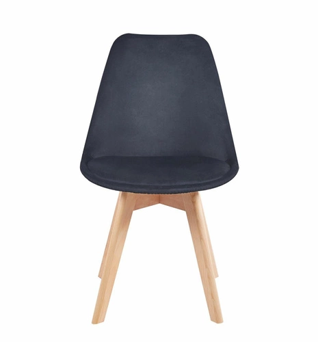 Jídelní židle Bess Velvet černá čalouněná samet, dřevěné nohy skandinávský styl Intesi