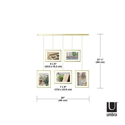 Závěsný fotorámeček zlatý skandinávský multirám Umbra na zeď 10x15 13x18