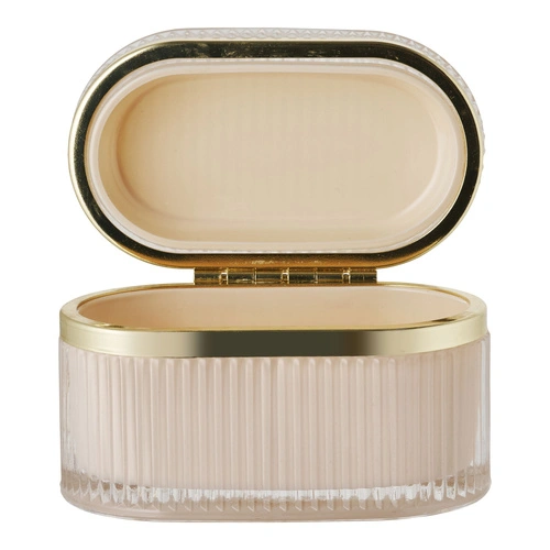 House Nordic skleněná dekorativní krabička Love béžovo‑zlatá